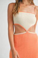 LARA COLOR BLOCK CUTOUT MIDI DRESS