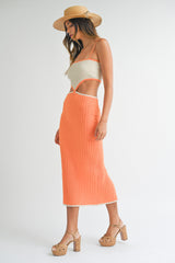 LARA COLOR BLOCK CUTOUT MIDI DRESS