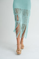 TANYA CROCHET FRINGE MIDI DRESS