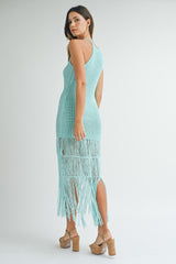 TANYA CROCHET FRINGE MIDI DRESS