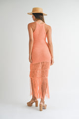 TANYA CROCHET FRINGE MIDI DRESS