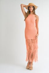 TANYA CROCHET FRINGE MIDI DRESS