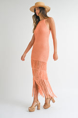 TANYA CROCHET FRINGE MIDI DRESS