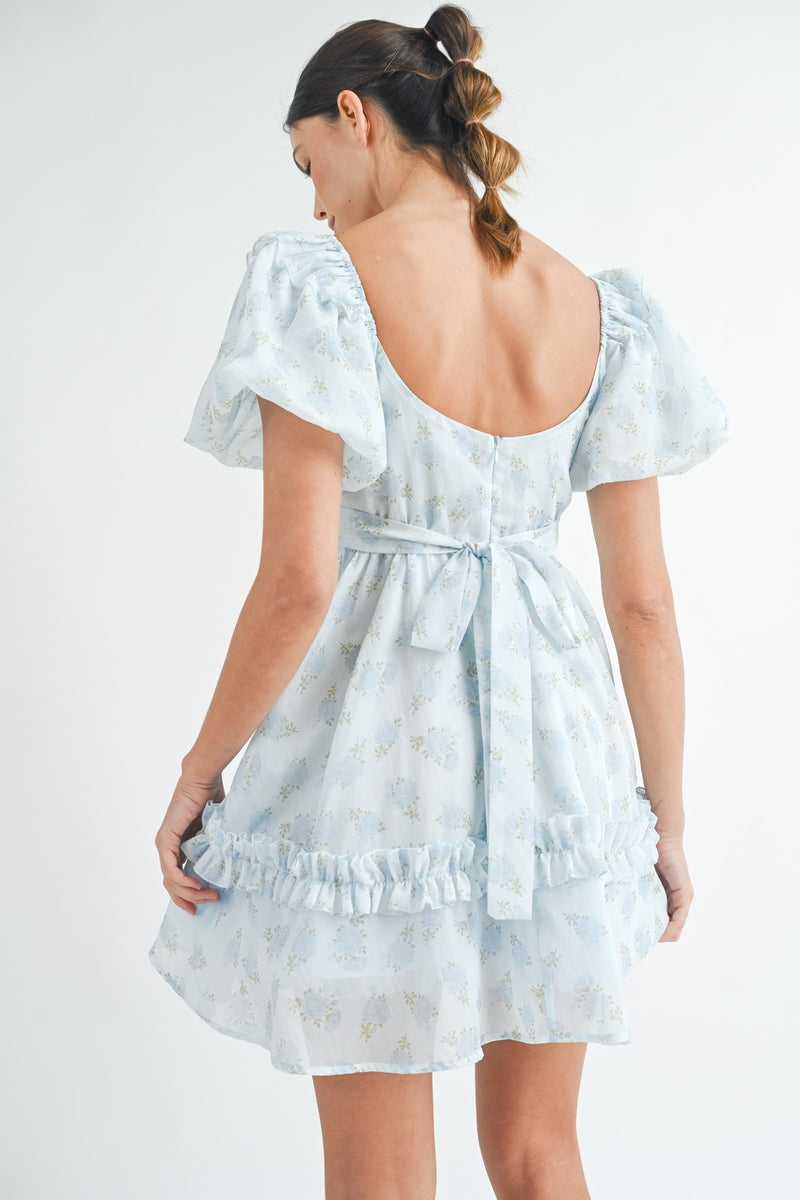 RAPUNZEL FLORAL PRINTED MINI DRESS