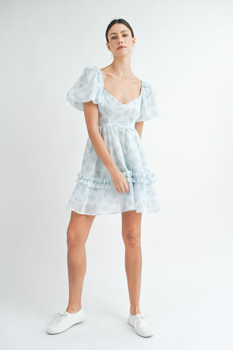 RAPUNZEL FLORAL PRINTED MINI DRESS