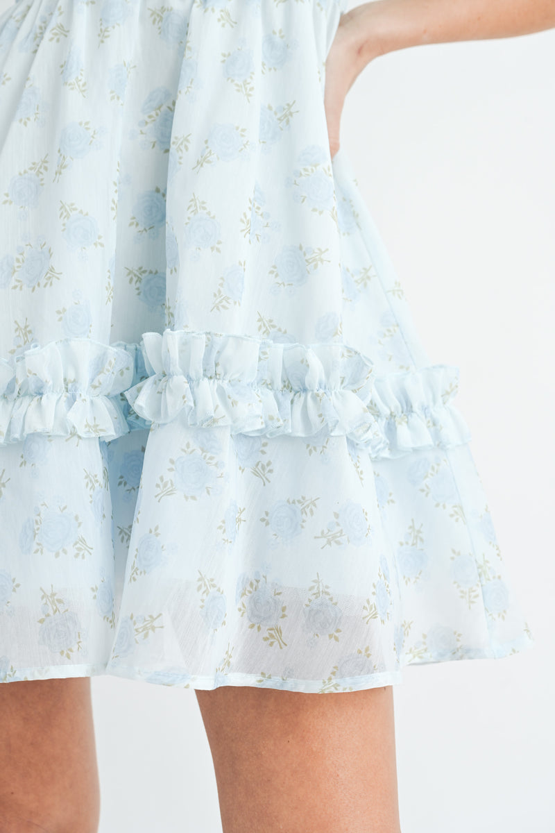 RAPUNZEL FLORAL PRINTED MINI DRESS