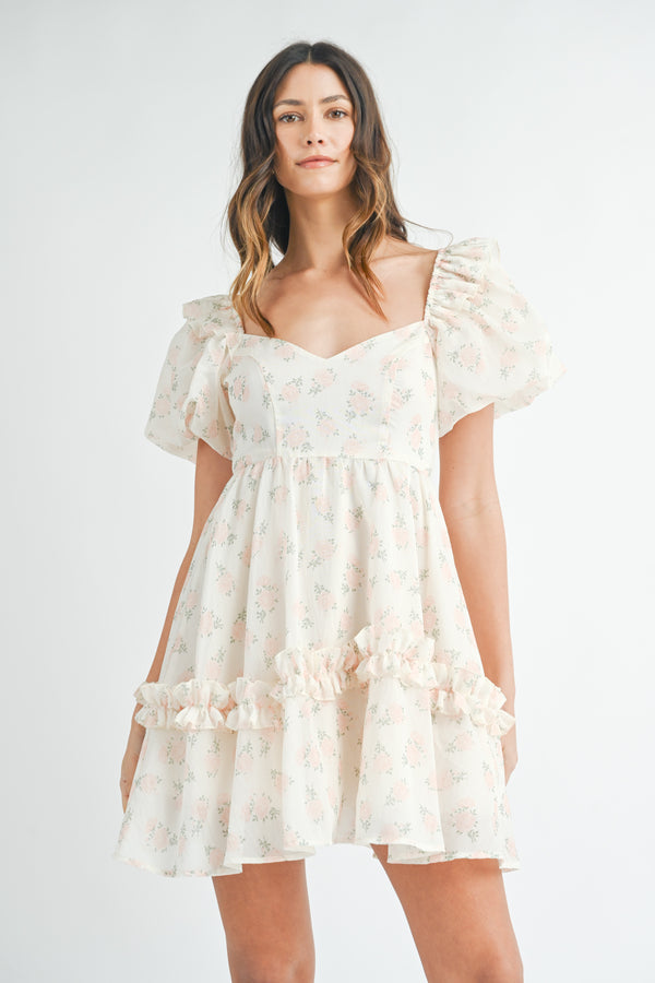 RAPUNZEL FLORAL PRINTED MINI DRESS