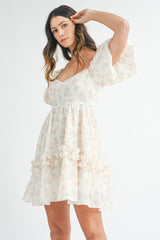 RAPUNZEL FLORAL PRINTED MINI DRESS
