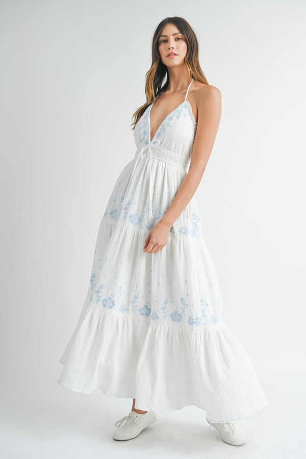 YUKO EMBROIDERED MAXI DRESS