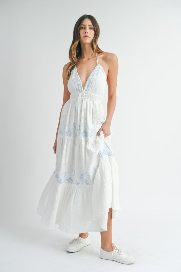 YUKO EMBROIDERED MAXI DRESS