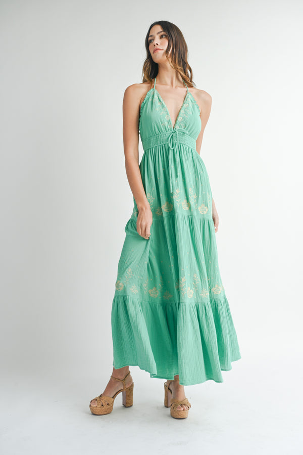 PAULA EMBROIDERED MAXI DRESS