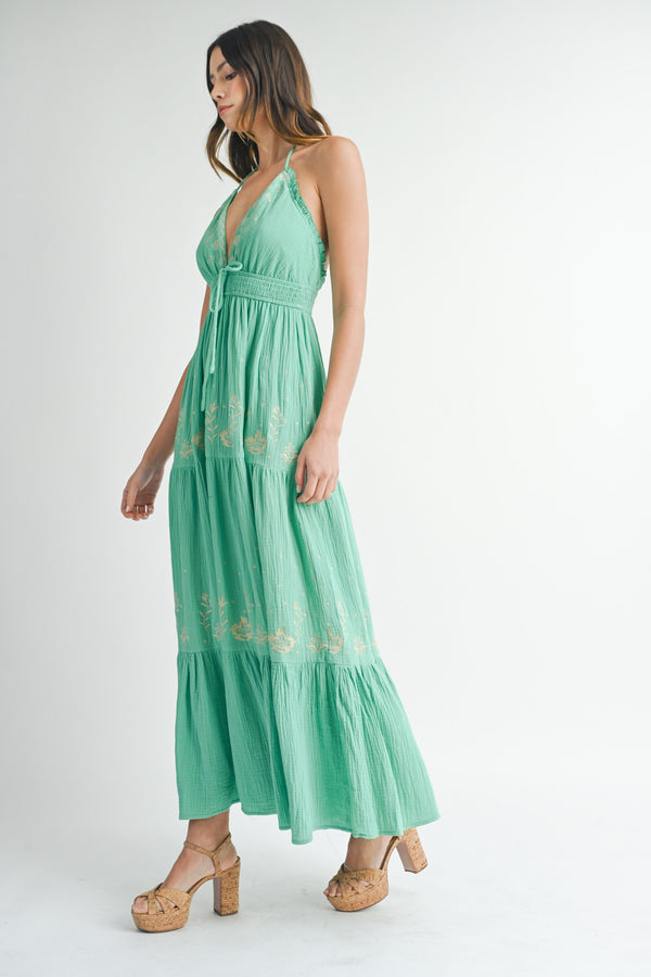 PAULA EMBROIDERED MAXI DRESS
