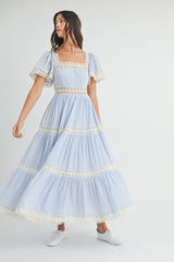 PRIYA LACE TRIM TIERED DRESS