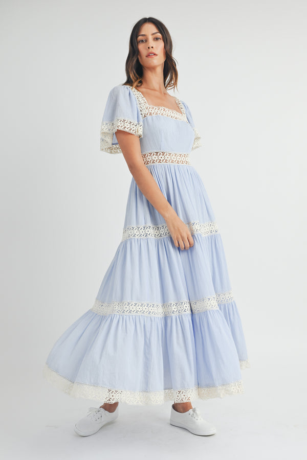 PRIYA LACE TRIM TIERED DRESS