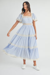 PRIYA LACE TRIM TIERED DRESS