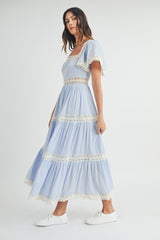 PRIYA LACE TRIM TIERED DRESS