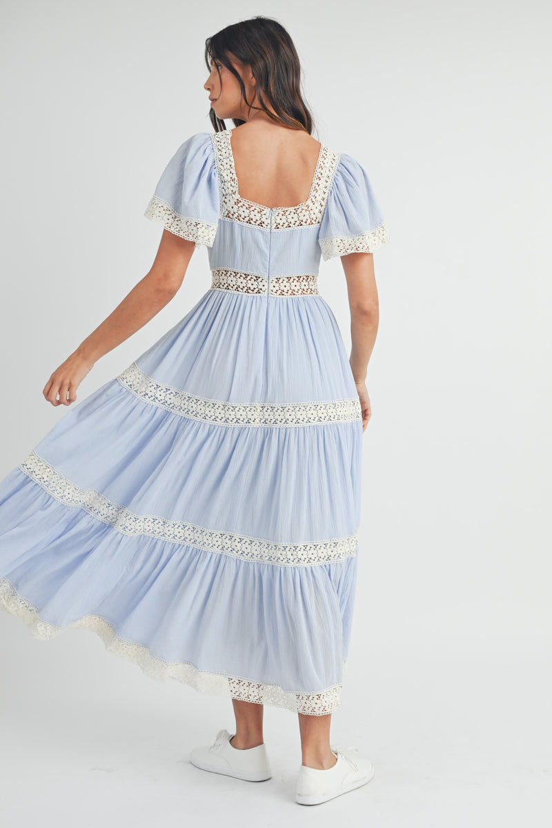 PRIYA LACE TRIM TIERED DRESS