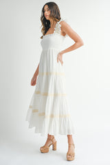 HENLEY LACE TRIM TIERED MAXI DRESS