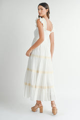 HENLEY LACE TRIM TIERED MAXI DRESS