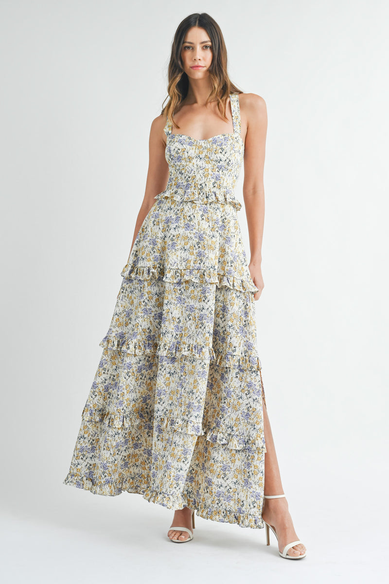 DOROTHY BUSTIER TIERED MAXI DRESS