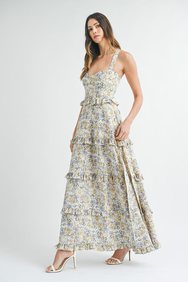 DOROTHY BUSTIER TIERED MAXI DRESS
