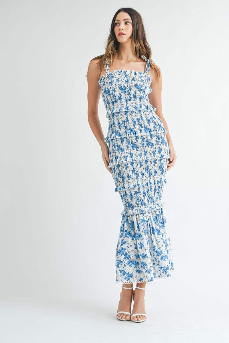SALMA TIERED SMOCKED BODYCON DRESS