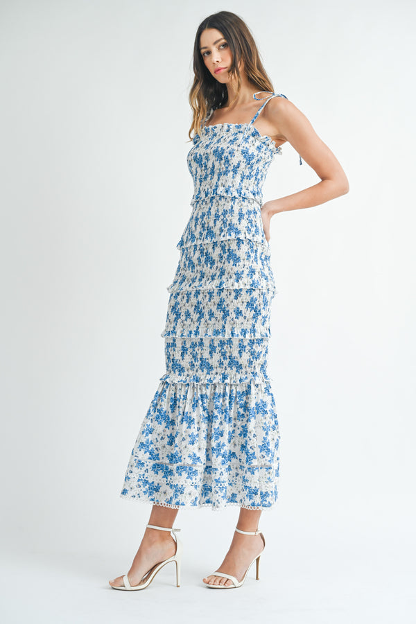 SALMA TIERED SMOCKED BODYCON DRESS