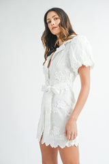 NINA TEXTURED BUTTON DOWN MINI DRESS