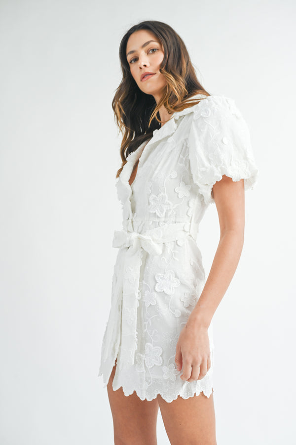 NINA TEXTURED BUTTON DOWN MINI DRESS