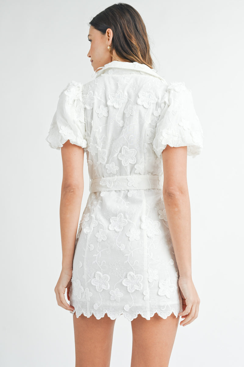 NINA TEXTURED BUTTON DOWN MINI DRESS