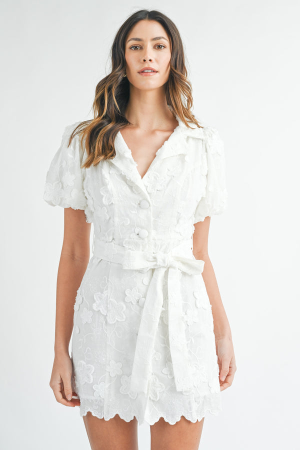 NINA TEXTURED BUTTON DOWN MINI DRESS