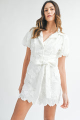 NINA TEXTURED BUTTON DOWN MINI DRESS