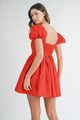 MORGANE BUTTON FRONT PUFF SLEEVE MINI DRESS