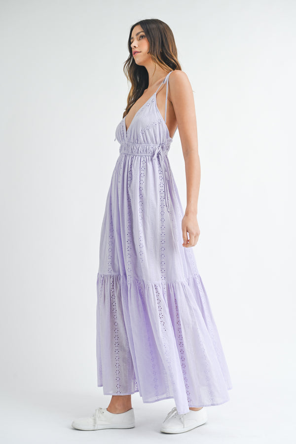 KAILEY EYELET MAXI DRESS WITH STRAPS