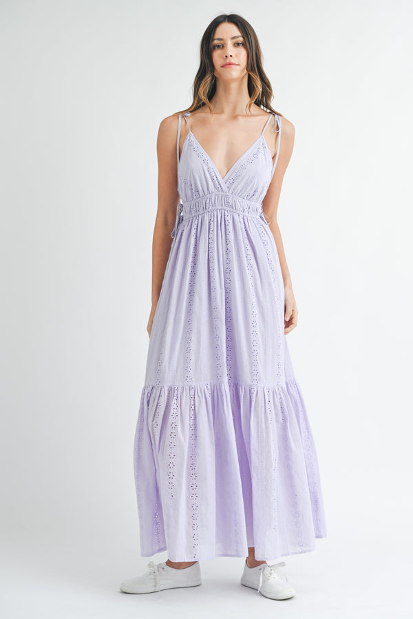 KAILEY EYELET MAXI DRESS WITH STRAPS