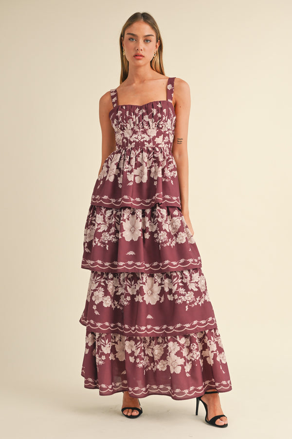 AURORA FLORAL TIERED MAXI DRESS