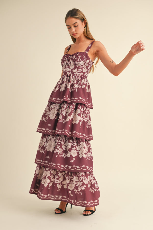 AURORA FLORAL TIERED MAXI DRESS