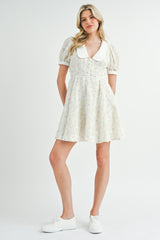 DEARICA BUTTON FRONT FLARE MINI DRESS