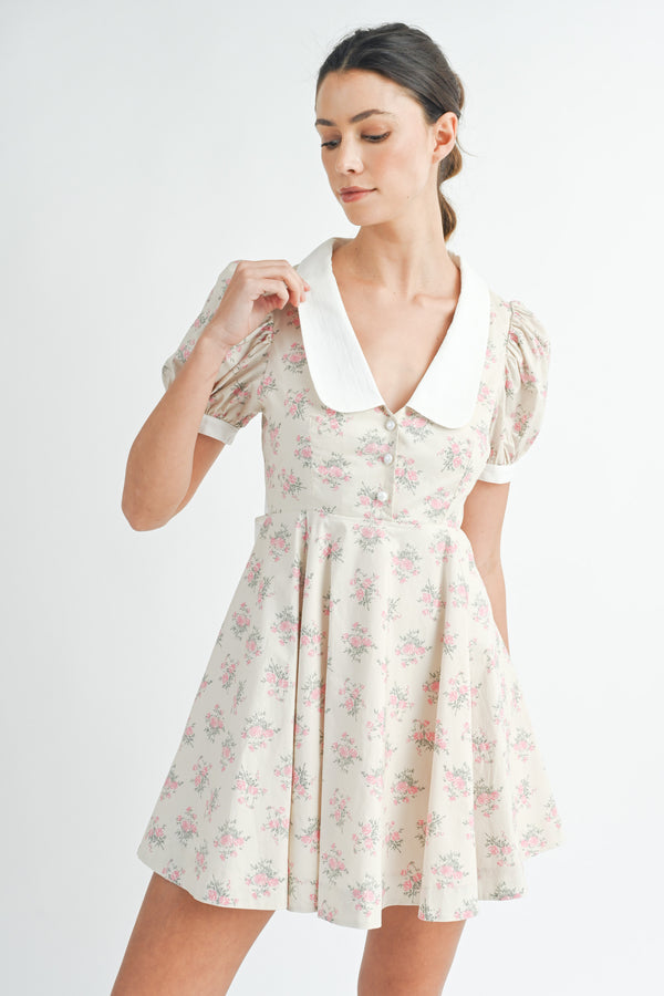 RHINESTONE BUTTON FLARE MINI DRESS