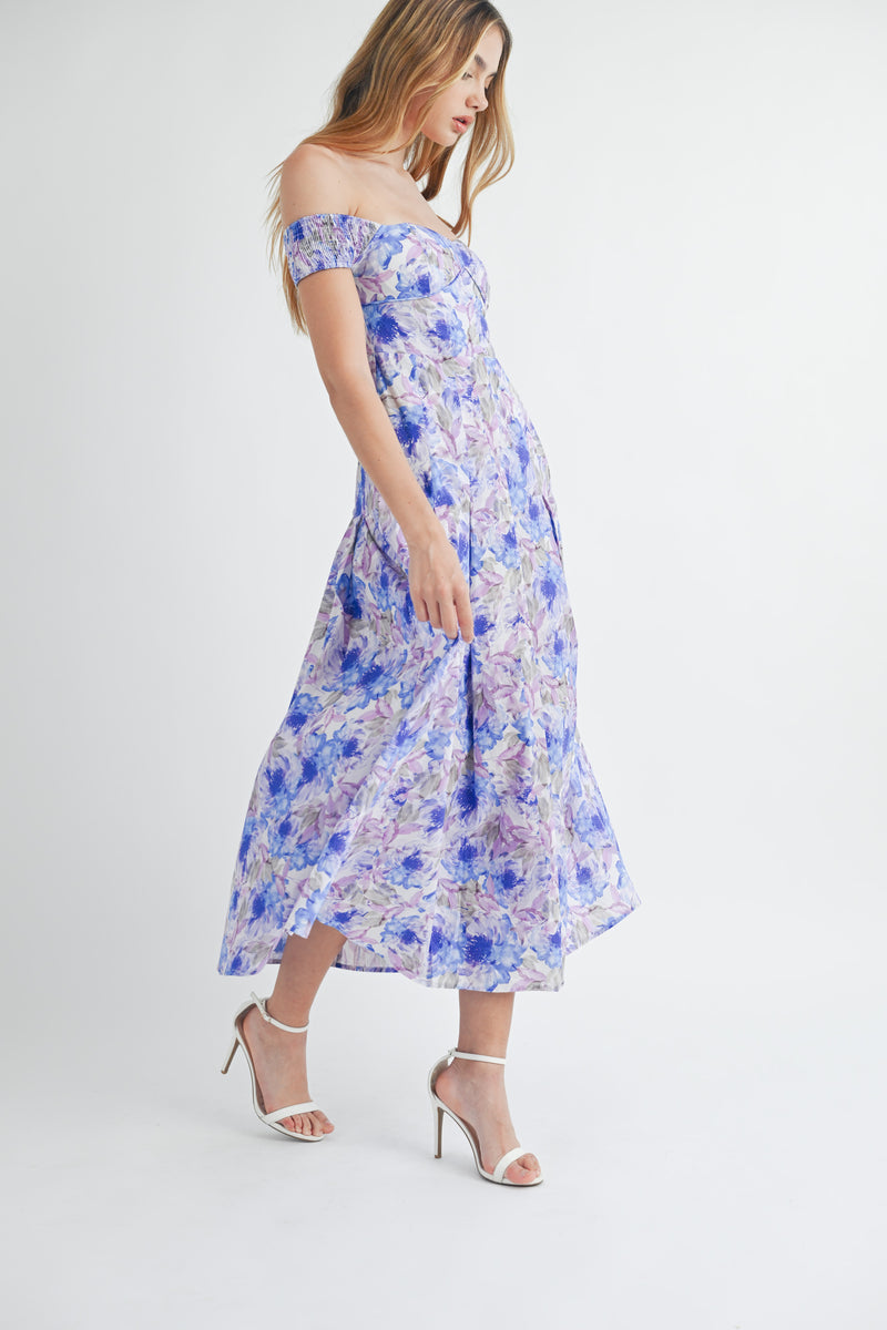 ROWENA OFF SHOULDER MIDI DRESS