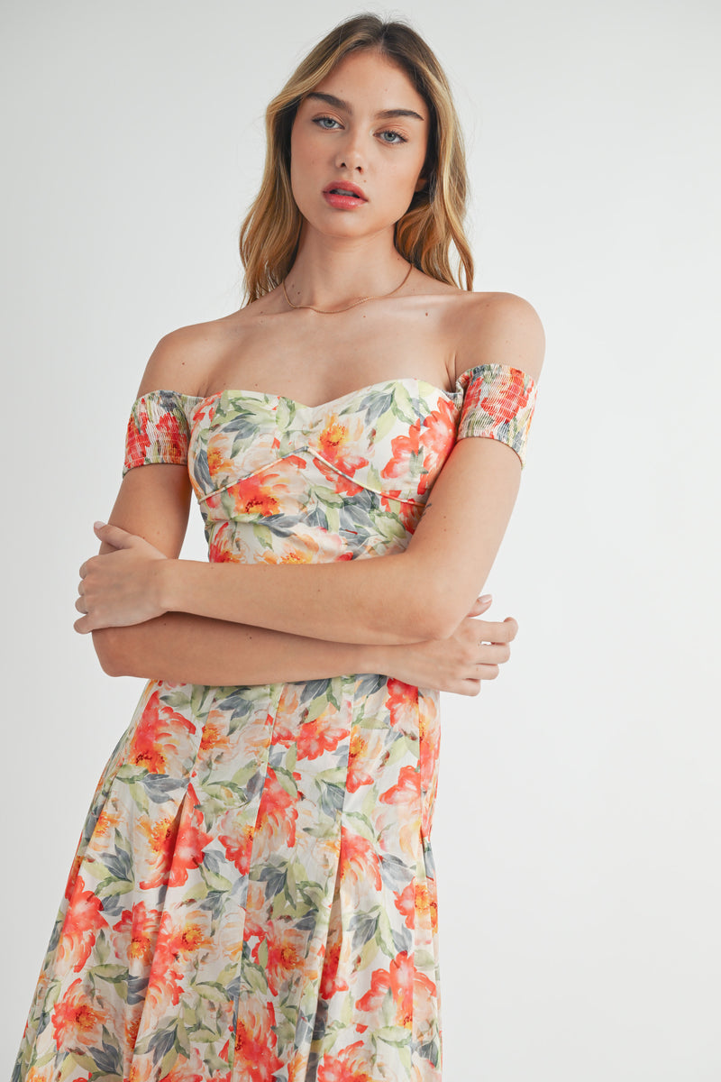 ROWENA OFF SHOULDER MIDI DRESS