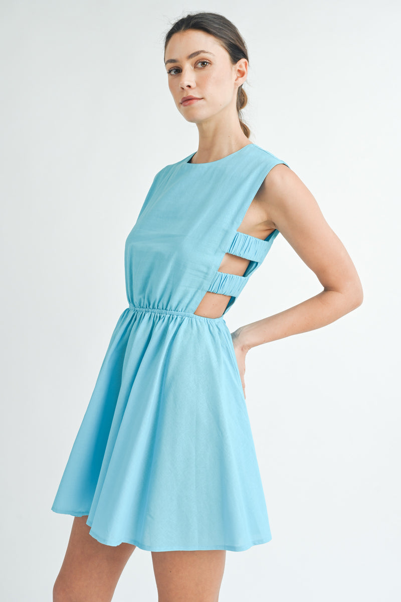 side cut out mini dress AKIRA Stay Classy and a softly flared skirt for a feminine finish Cut Out Mini Dress with