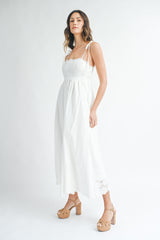SAMANTHA  SCALLOP EDGE EYELET LACE MIDI DRESS