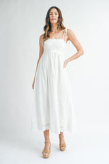 SAMANTHA  SCALLOP EDGE EYELET LACE MIDI DRESS