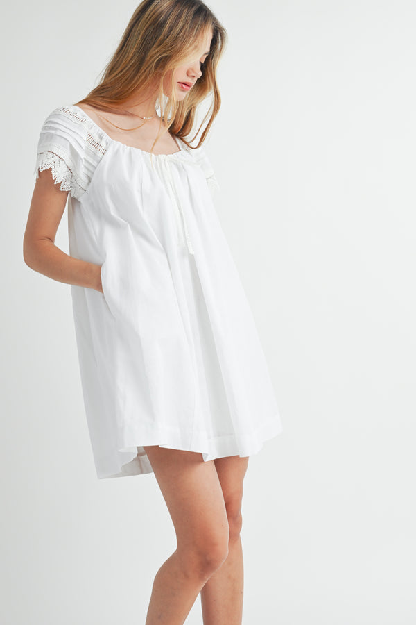 LAILAH LACE TRIMMED SHORT SLEEVES MINI DRESS