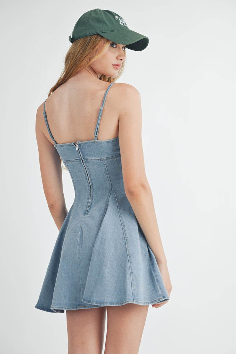 FIORA DENIM BUSTIER MINI DRESS