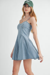 FIORA DENIM BUSTIER MINI DRESS