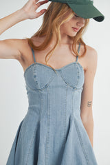 FIORA DENIM BUSTIER MINI DRESS