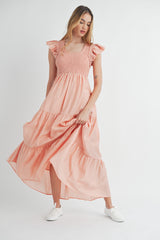 PAJAREE BALLOON SLEEVE TIERED MAXI DRESS