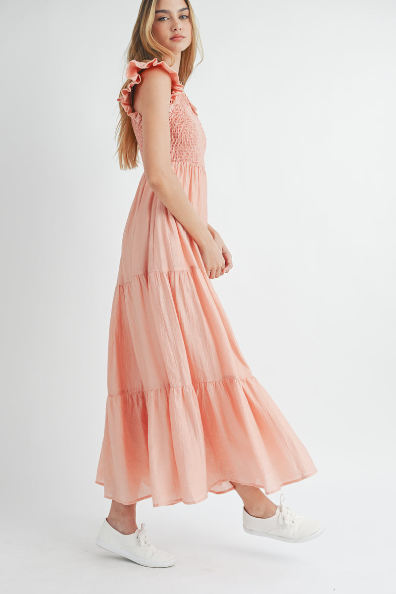 PAJAREE BALLOON SLEEVE TIERED MAXI DRESS